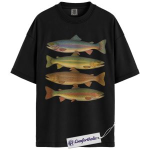 Trout Fishing Shirt, Vintage Trout Species Graphic Tee, Fly Fishing Angler T-Shirt, Gift for Fishermen & Outdoors Lovers, Comfort Colors Shirt