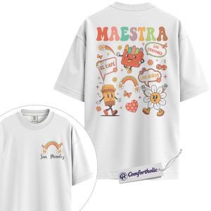 Alternative view of Personalized Maestra Shirt, Custom Name Spanish Teacher Rainbow Classroom Graphic Tee, Bilingual Teacher T-Shirt, Teacher Appreciation Gift, Comfort Colors Shirt 2-Sided