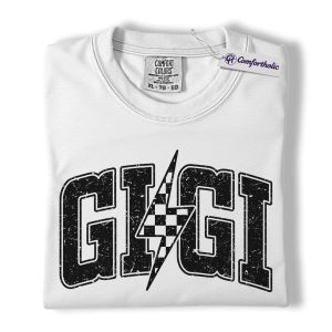Alternative view of Gigi Shirt, Lightning Bolt Checkered Graphic Tee, Grandma T-Shirt, Gift for Gigi, Comfort Colors Shirt