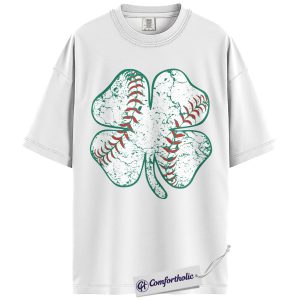 Alternative view of St Patrick’s Day Baseball Shirt, Shamrock Baseball Stitch Graphic Tee, Lucky Sports Fan T-Shirt, Irish Gift for Baseball Moms, Comfort Colors Shirt