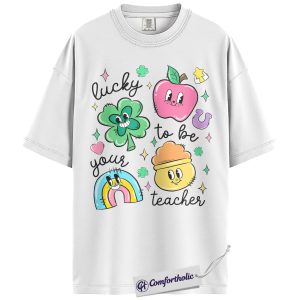 Alternative view of St Patrick’s Day Teacher Shirt, Lucky to Be Your Teacher Graphic Tee, Cute Shamrock Rainbow Classroom T-Shirt, Gift for Teachers, Comfort Colors Shirt