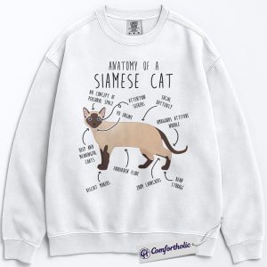 Anatomy of a Siamese Cat Sweatshirt, Funny Cat Lover Graphic Pullover, Cute Siamese Cat Crewneck, Gift for Pet Owners, Comfort Colors Sweatshirt