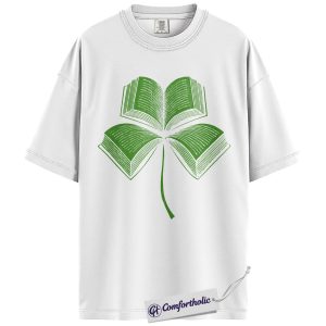 Alternative view of Shamrock Book Shirt, St Patrick’s Day Book Lover Graphic Tee, Lucky Reading T-Shirt, Gift for Book Lovers, Comfort Colors Shirt