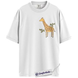 Alternative view of Giraffe Shirt, Cute Safari Animal Graphic Tee, African Wildlife T-Shirt, Gift for Giraffe Lovers, Comfort Colors Shirt