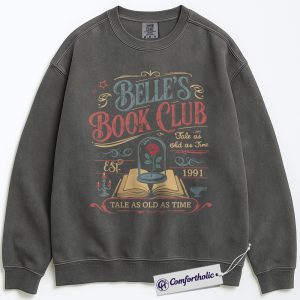 Vintage Belle’s Book Club Sweatshirt, Tale as Old as Time Graphic Pullover, Beauty and the Beast Crewneck Sweatshirt, Fantasy Reader Gift, Comfort Colors Sweatshirt