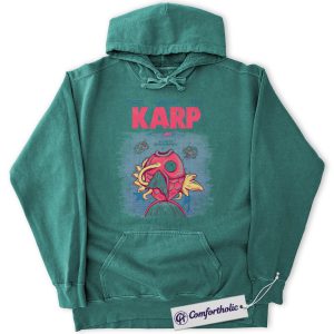 Alternative view of Jaws x Magikarp Hoodie, Pokemon Hoodie, Anime Graphic Pullover, Comfort Colors Hoodie