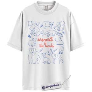 Alternative view of Wildlife Animal Shirt, Respect The Locals Camping Graphic Tee, Forest Animals Nature T-Shirt for Hikers, Gift for National Park Lovers, Comfort Colors Shirt
