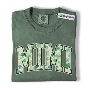 Mimi Shirt, Shamrock Varsity Letter Graphic Tee, Lucky Grandma T-Shirt, St Patrick’s Day Gift for Mimi, Comfort Colors Shirt