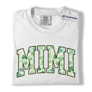 Alternative view of Mimi Shirt, Shamrock Varsity Letter Graphic Tee, Lucky Grandma T-Shirt, St Patrick’s Day Gift for Mimi, Comfort Colors Shirt