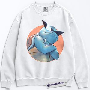Alternative view of Squirtle Sweatshirt, PKM Sweatshirt, Anime Graphic Pullover, Comfort Colors Sweatshirt