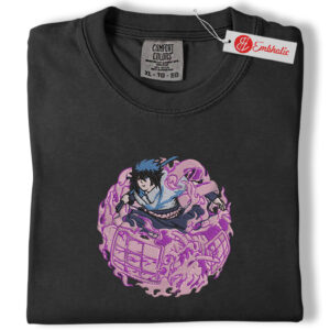 Alternative view of Sasuke Uchiha Embroidered Shirt, Naruto Shirt, Anime Embroidered Tee, Comfort colors Shirt