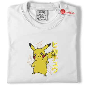 Pikachu Embroidered Shirt, Pokemon Shirt, PKM Shirt, Anime Embroidered Tee, Comfort colors Shirt