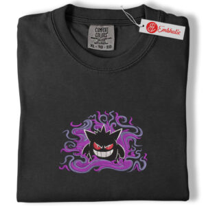 Alternative view of Gengar Embroidered Shirt, Pokemon Shirt, PKM Shirt, Anime Embroidered Tee, Comfort colors Shirt