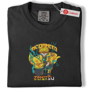 Alternative view of Zenitsu Agatsuma Embroidered Shirt, Demon Slayer Shirt, Anime Embroidered Tee, Comfort colors Shirt