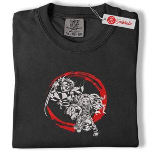 Tanjiro Embroidered Shirt, Nezuko Shirt, Demon Slayer Shirt, Anime Embroidered Tee, Comfort colors Shirt