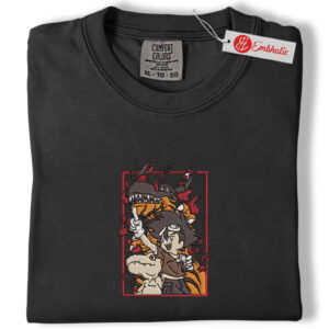 Alternative view of Digimon Embroidered Shirt, Agumon Shirt, Greymon Shirt, Anime Embroidered Tee, Comfort colors Shirt