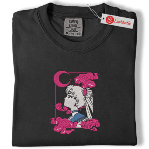 Alternative view of Usagi Tsukino Embroidered Shirt, Sailor Moon Shirt, Anime Embroidered Tee, Comfort colors Shirt