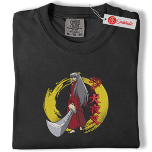 Alternative view of Inuyasha Embroidered Shirt, Anime Embroidered Tee, Comfort colors Shirt