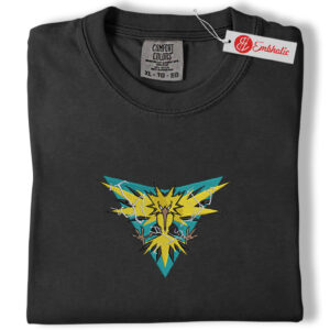Alternative view of Zapdos Embroidered Shirt, Pokemon Shirt, PKM Shirt, Anime Embroidered Tee, Comfort colors Shirt