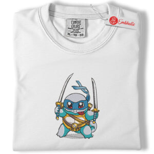 Squirtle Embroidered Shirt, Pokemon Shirt, PKM Shirt, Anime Embroidered Tee, Comfort colors Shirt