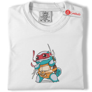 Squirtle Embroidered Shirt, Pokemon Shirt, PKM Shirt, Anime Embroidered Tee, Comfort colors Shirt