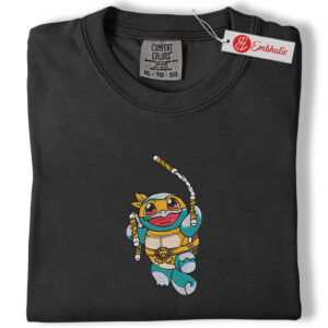 Alternative view of Squirtle Embroidered Shirt, Pokemon Shirt, PKM Shirt, Anime Embroidered Tee, Comfort colors Shirt