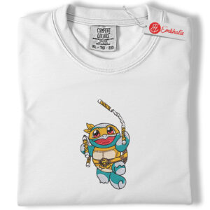 Squirtle Embroidered Shirt, Pokemon Shirt, PKM Shirt, Anime Embroidered Tee, Comfort colors Shirt