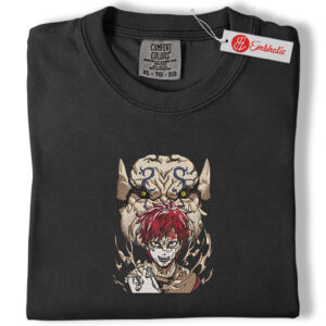 Alternative view of Gaara Embroidered Shirt, Naruto Shirt, Anime Embroidered Tee, Comfort colors Shirt