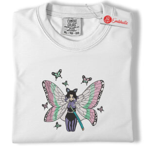 Shinobu Embroidered Shirt, Demon Slayer Shirt, Anime Embroidered Tee, Comfort colors Shirt