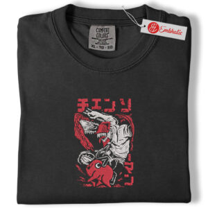 Chainsaw Man Embroidered Shirt, Pochita Shirt, Denji Shirt, Chainsaw Devil Shirt, Anime Embroidered Tee, Comfort colors Shirt