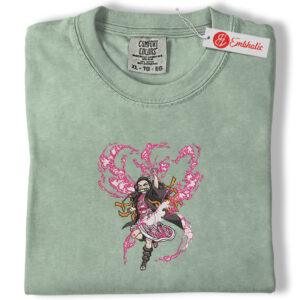 Alternative view of Nezuko Embroidered Shirt, Demon Slayer Shirt, Anime Embroidered Tee, Comfort colors Shirt