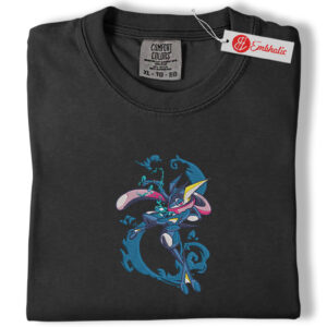 Alternative view of Greninja Embroidered Shirt, Pokemon Shirt, PKM Shirt, Anime Embroidered Tee, Comfort colors Shirt