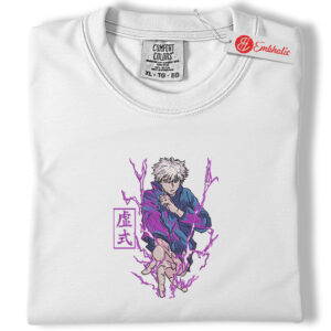 Gojo Satoru Embroidered Shirt, Jujutsu Kaisen Shirt, Anime Embroidered Tee, Comfort colors Shirt