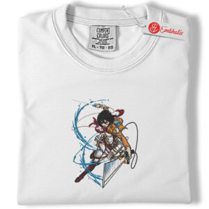 Mikasa Ackerman Embroidered Shirt, Attack On Titan Shirt, AOT Shirt, Anime Embroidered Tee, Comfort colors Shirt