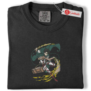 Alternative view of Levi Ackerman Embroidered Shirt, Attack On Titan Shirt, AOT Shirt, Anime Embroidered Tee, Comfort colors Shirt