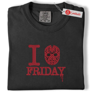 Friday Horror Movie Inspired Embroidered Shirt, Horror Shirt, Horror Embroidered Tee, Comfort colors Shirt