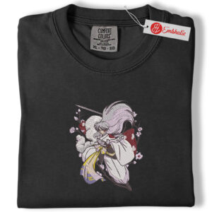 Alternative view of Sesshomaru Embroidered Shirt, Inuyasha Shirt, Anime Embroidered Tee, Comfort colors Shirt