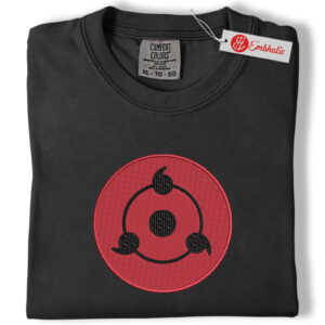Alternative view of Sharingan Embroidered Shirt, Naruto Shirt, Anime Embroidered Tee, Comfort colors Shirt
