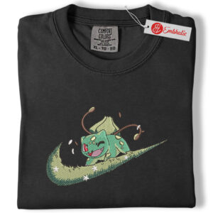 Alternative view of Bulbasaur Embroidered Shirt, Pokemon Shirt, PKM Shirt, Anime Embroidered Tee, Comfort colors Shirt
