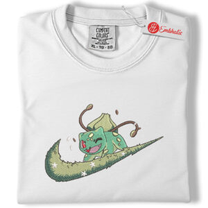 Bulbasaur Embroidered Shirt, Pokemon Shirt, PKM Shirt, Anime Embroidered Tee, Comfort colors Shirt