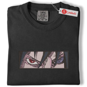 Alternative view of Sasuke Uchiha Embroidered Shirt, Naruto Shirt, Anime Embroidered Tee, Comfort colors Shirt
