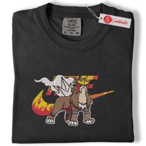 Alternative view of Entei Embroidered Shirt, Pokemon Shirt, PKM Shirt, Anime Embroidered Tee, Comfort colors Shirt