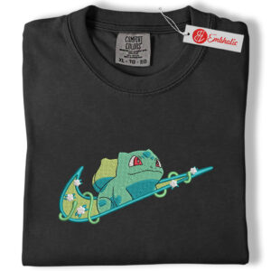 Alternative view of Bulbasaur Embroidered Shirt, Pokemon Shirt, PKM Shirt, Anime Embroidered Tee, Comfort colors Shirt