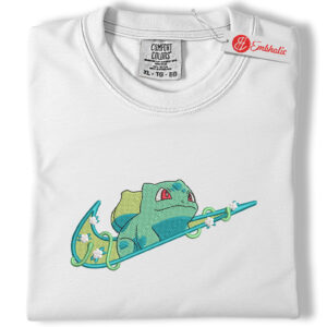Bulbasaur Embroidered Shirt, Pokemon Shirt, PKM Shirt, Anime Embroidered Tee, Comfort colors Shirt