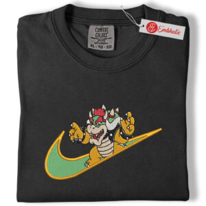 Alternative view of Bowser Nike Inspired Embroidered Shirt, Mario Villain Shirt, Anime Gaming Embroidered Tee, Comfort Colors Shirt
