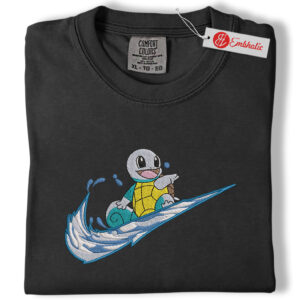 Alternative view of Squirtle Embroidered Shirt, Pokemon Shirt, PKM Shirt, Anime Embroidered Tee, Comfort colors Shirt