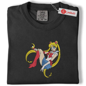 Alternative view of Usagi Tsukino Embroidered Shirt, Sailor Moon Shirt, Anime Embroidered Tee, Comfort colors Shirt