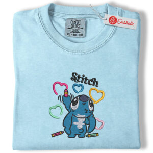 Stitch Embroidered Shirt, Lilo and Stitch Shirt, Animated Embroidered Tee, Comfort colors Shirt