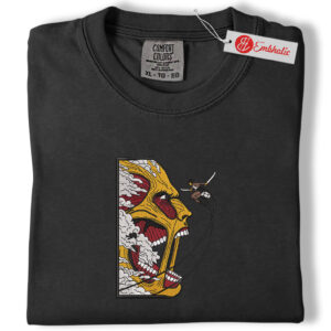 Alternative view of Attack On Titan Embroidered Shirt, AOT Shirt, Anime Embroidered Tee, Comfort colors Shirt