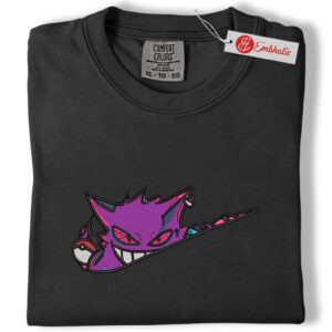 Alternative view of Gengar Embroidered Shirt, Pokemon Shirt, PKM Shirt, Anime Embroidered Tee, Comfort colors Shirt